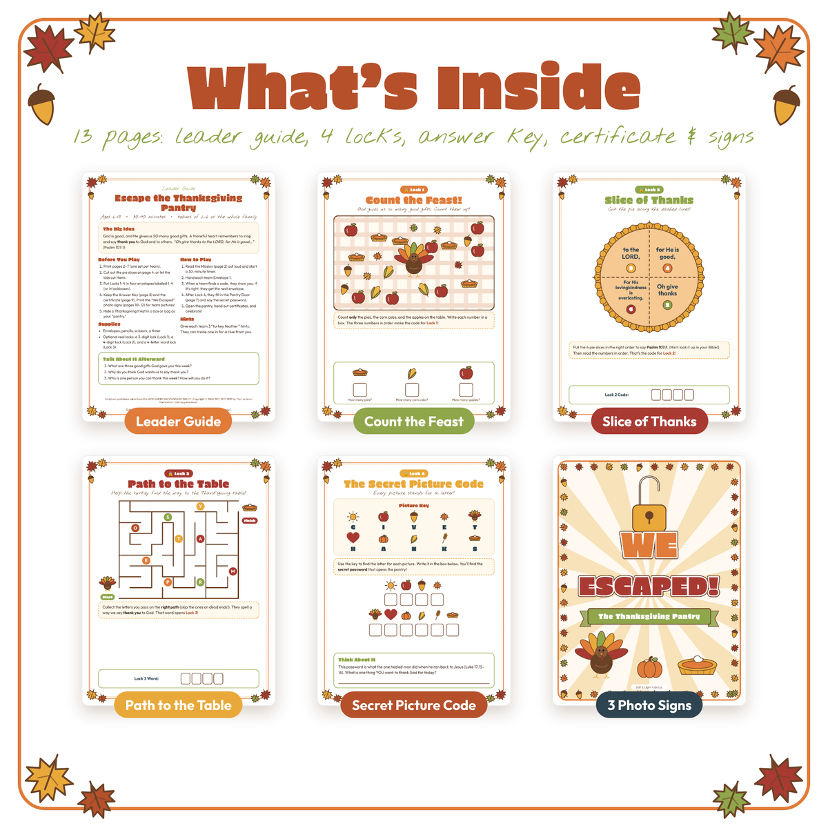 Escape the Thanksgiving Pantry: Printable Bible Escape Room for Kids (Ages 6–10)