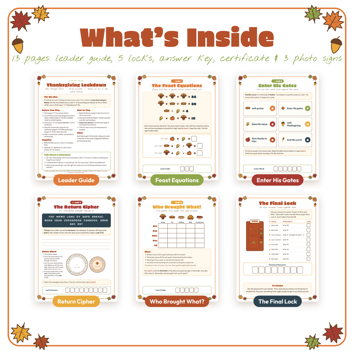 Thanksgiving Lockdown: Printable Bible Escape Room for Teens
