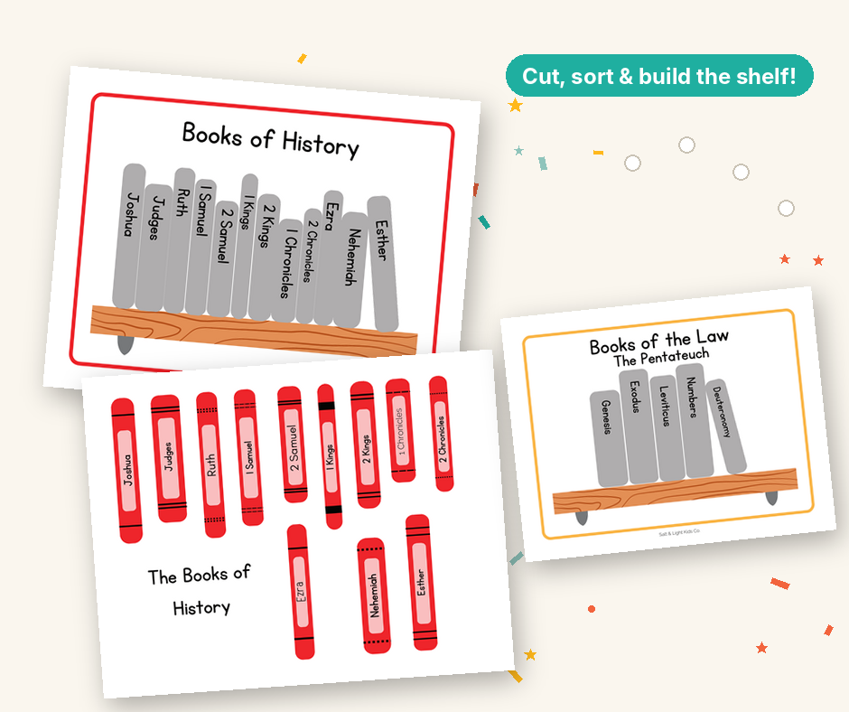Books of the Bible Printable: Cut, Sort & Color Activity Set