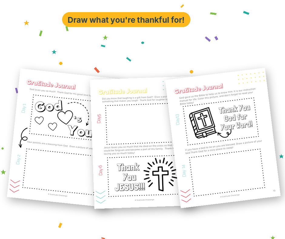Junior Gratitude Journal: 30-Day Draw & Give Thanks Challenge for Kids