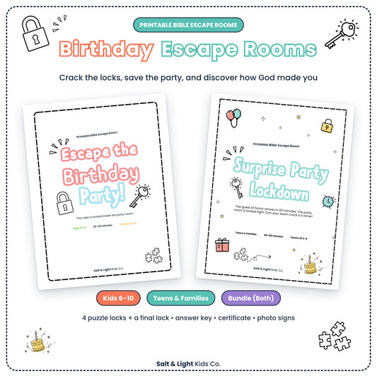 Birthday Escape Rooms: Printable Bible Escape Room for Kids, Teens & Families