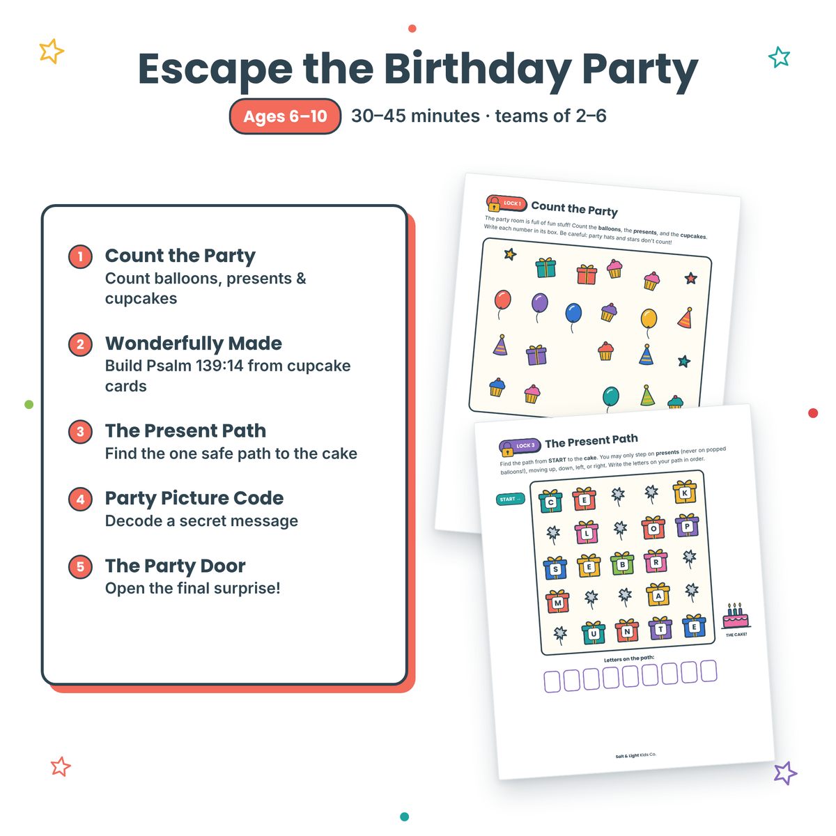 Birthday Escape Rooms: Printable Bible Escape Room for Kids, Teens & Families