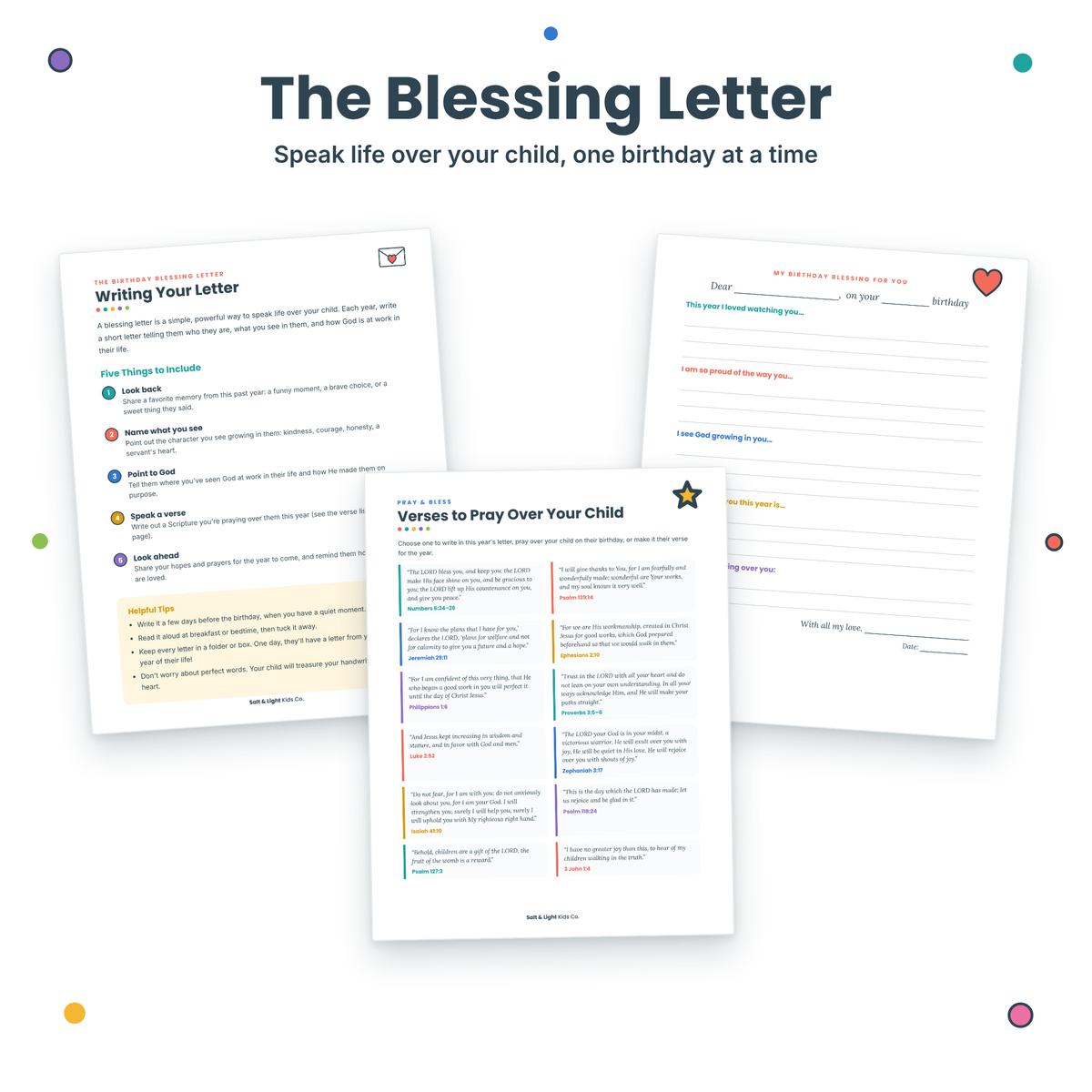 Birthday Blessings Parent Pack: Blessing Letter, Birthday Fairies & 30+ Simple Ideas