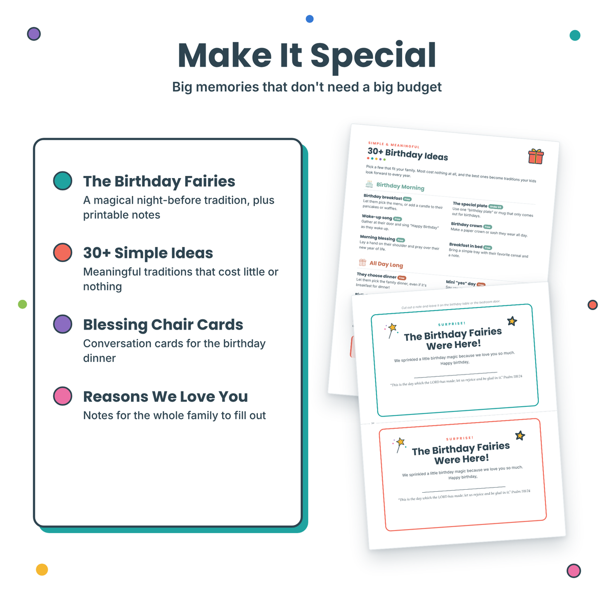 Birthday Blessings Parent Pack: Blessing Letter, Birthday Fairies & 30+ Simple Ideas