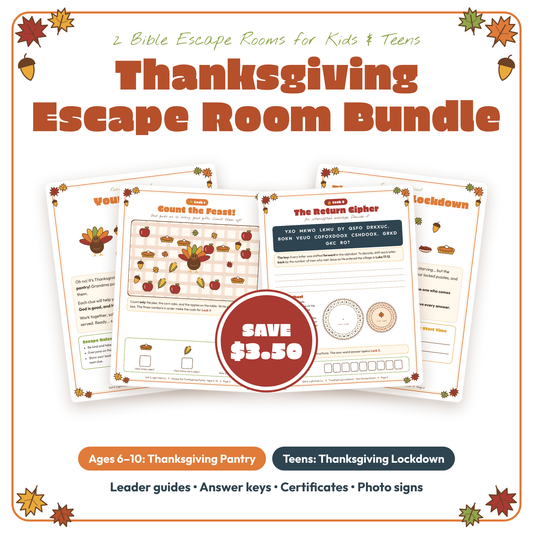 Thanksgiving Escape Room Bundle: Kids (Ages 6–10) + Teen Editions