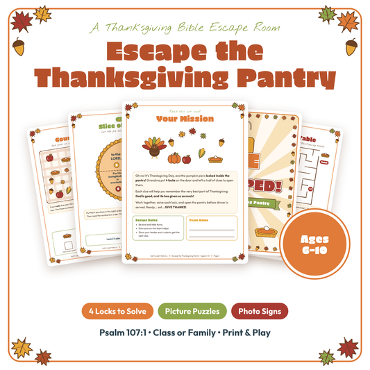 Escape the Thanksgiving Pantry: Printable Bible Escape Room for Kids (Ages 6–10)