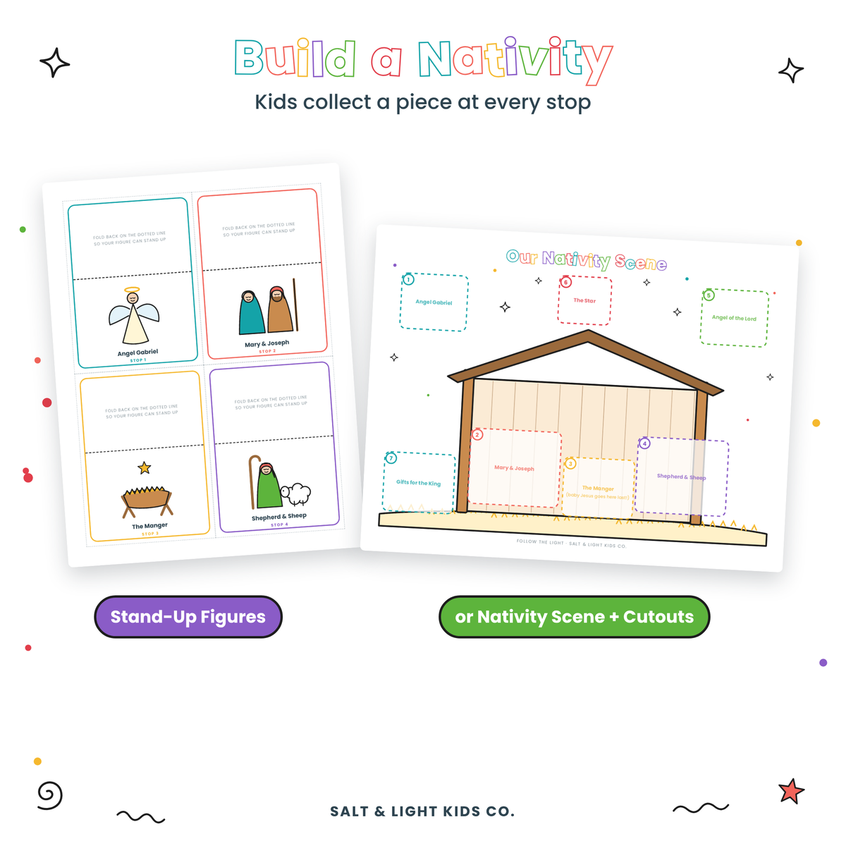 Follow the Light: Christmas Eve Treasure Hunt for Kids (Ages 3–12) + Build-a-Nativity