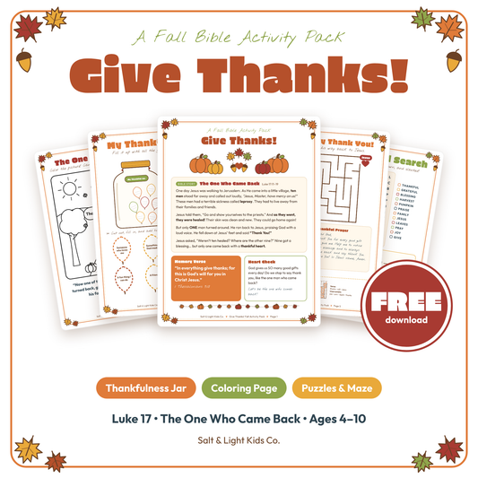 Give Thanks! Free Fall Bible Activity Pack for Kids