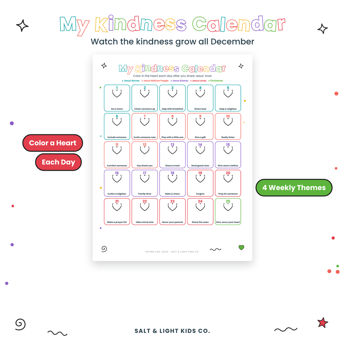 Giving Like Jesus: 25 Days of Christmas Kindness for Kids (Ages 4–12)