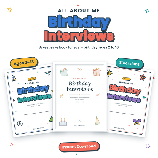 All About Me: Birthday Interviews Keepsake Book (Ages 2–18)