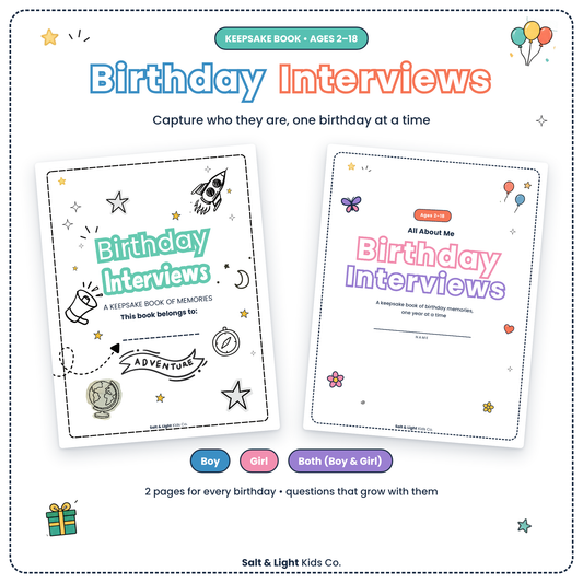 Birthday Interviews Keepsake Book (Ages 2–18)