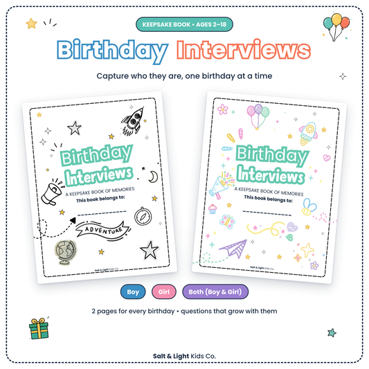 Birthday Interviews Keepsake Book (Ages 2–18)