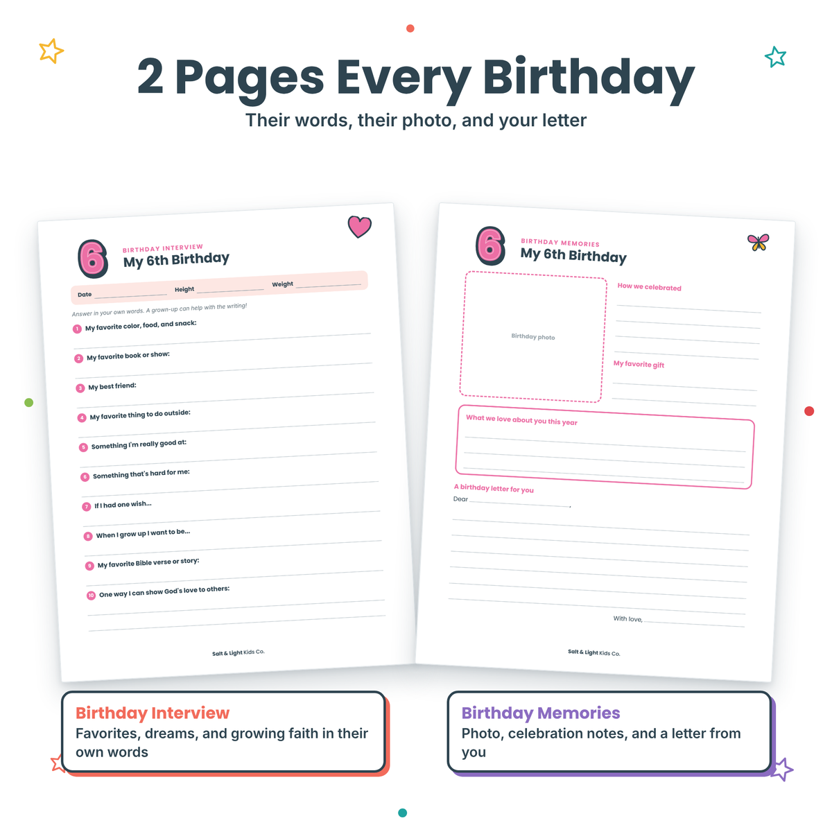 All About Me: Birthday Interviews Keepsake Book (Ages 2–18)