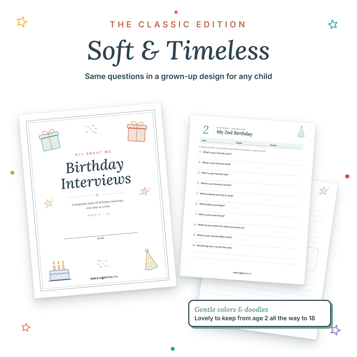 All About Me: Birthday Interviews Keepsake Book (Ages 2–18)