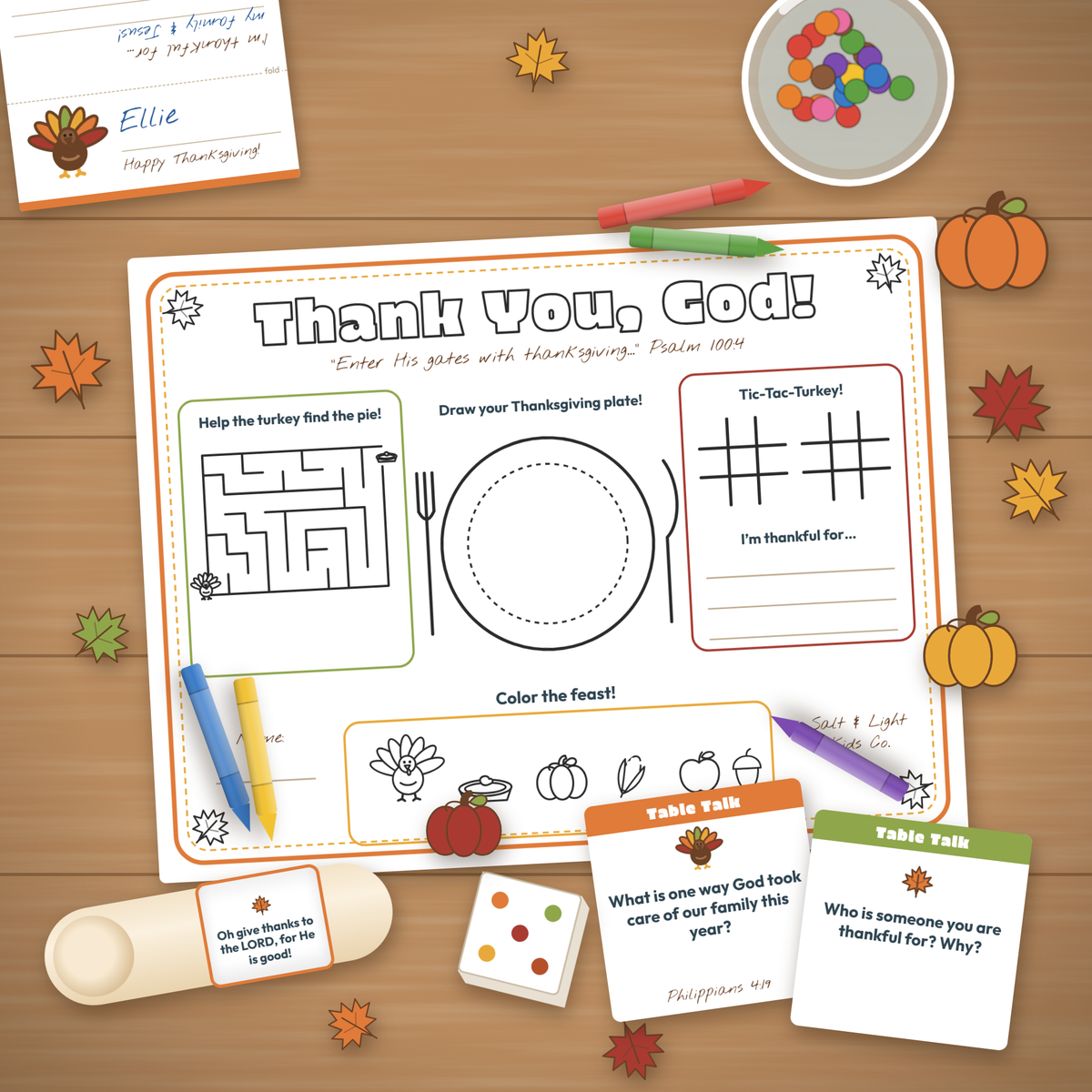 The Kids' Table: Thanksgiving Table Pack (Placecards, Placemat & Games)