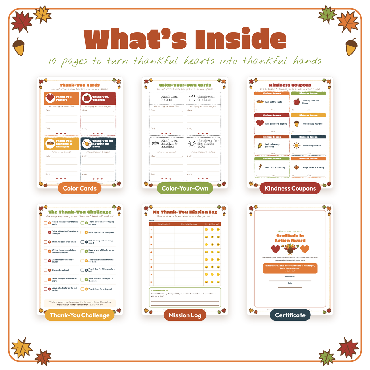 Gratitude in Action: Thank-You Service Kit for Kids (Cards, Coupons & Challenge)