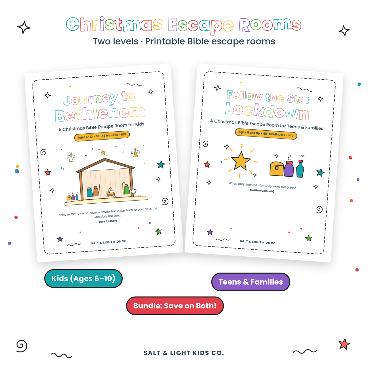 Christmas Escape Rooms: Printable Bible Escape Room for Kids, Teens & Families